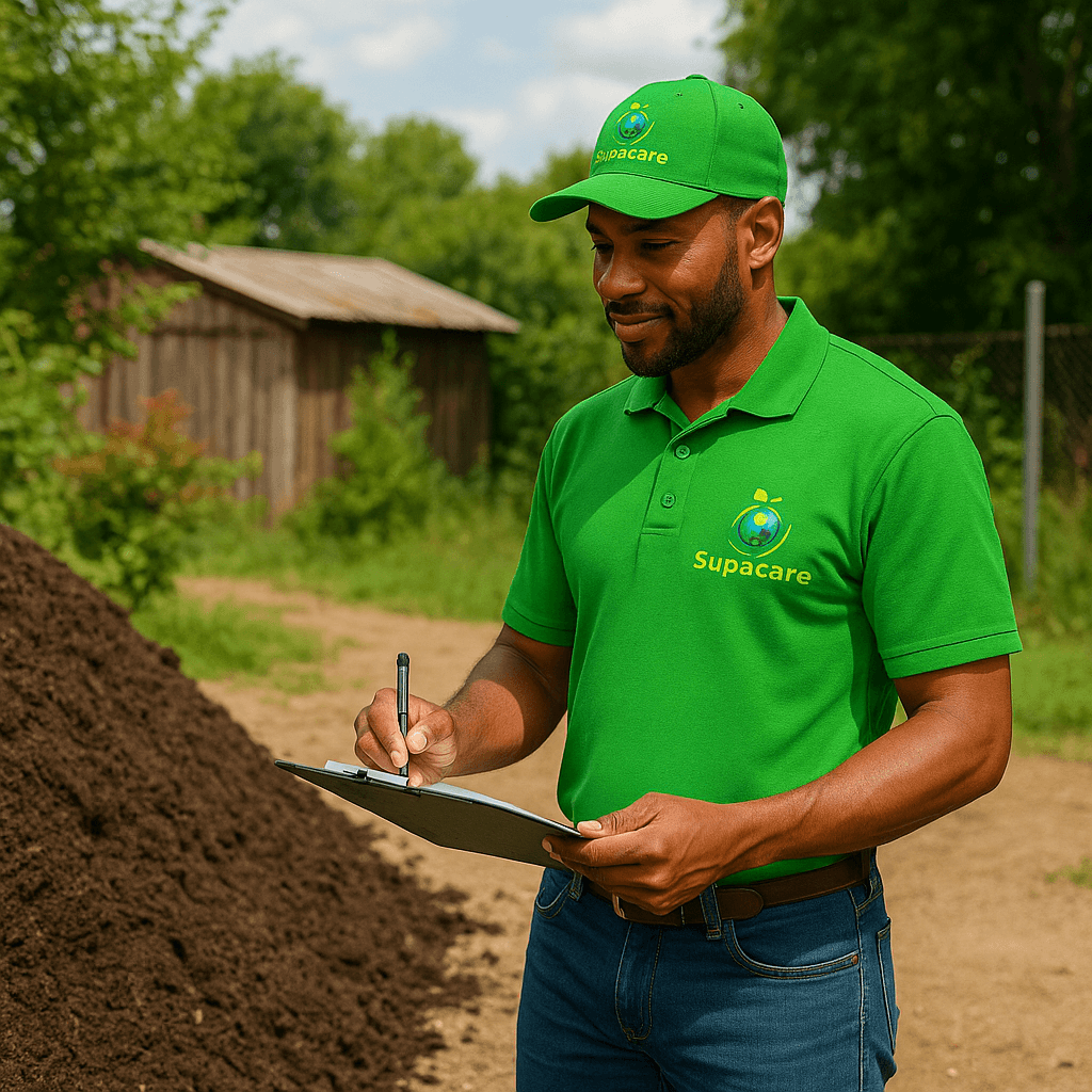 Supacare staff performing compost site assessment
