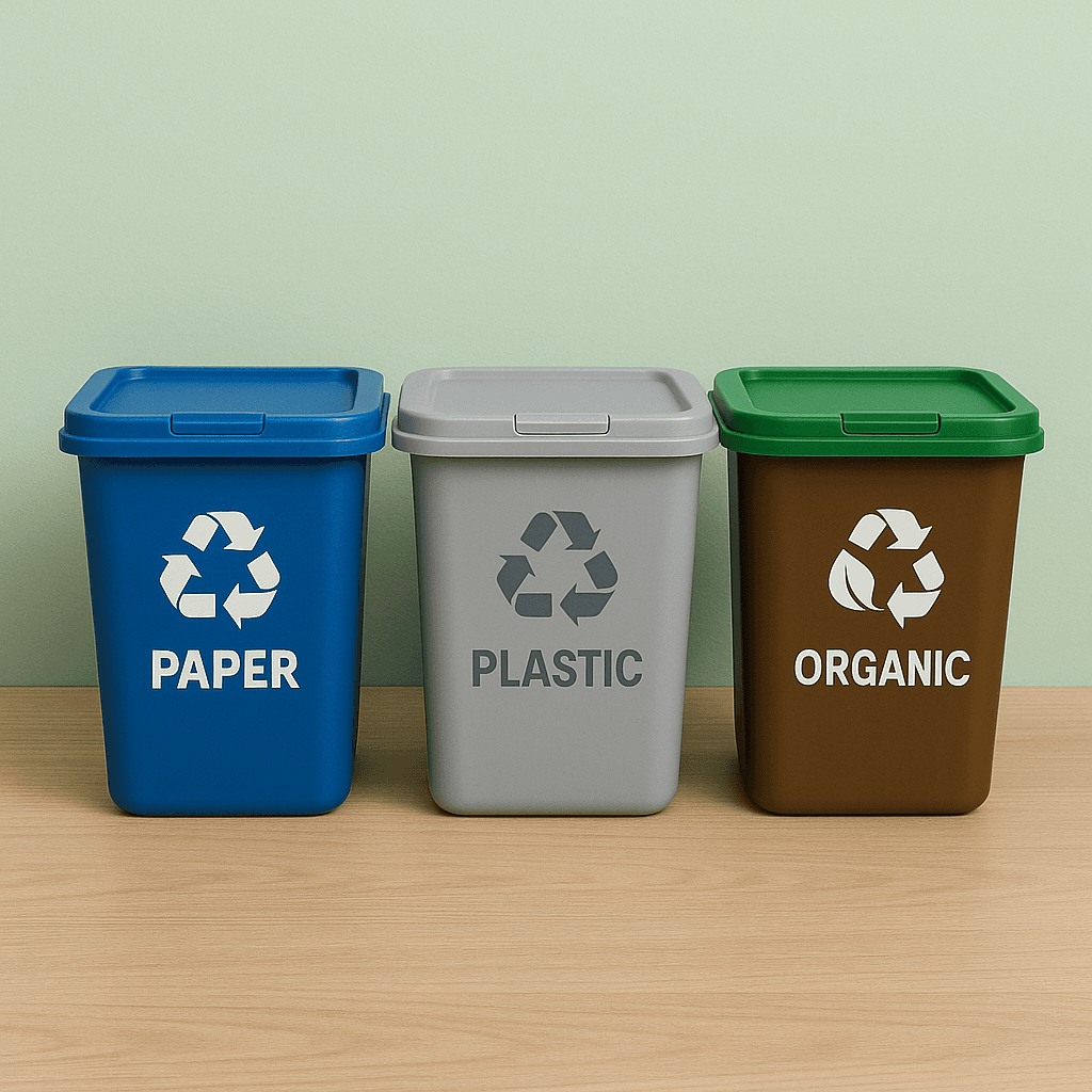 Indoor waste segregation bins for recycling